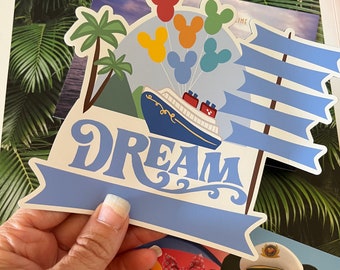 Disney DREAM Cruise Magnet Family Cruise Magnet for Disney Cruise Door Writeable 5"x 6" Disney Magnet