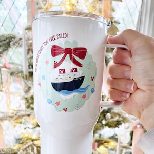 Disney Cruise Tumbler Merriest Cruise DCL Christmas Merrytime Holiday Cruise Travel mug with a handle