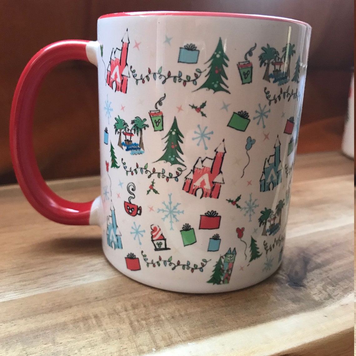 Disney Christmas Mug Oh What Fun Disney Holiday Mug with Red Etsy