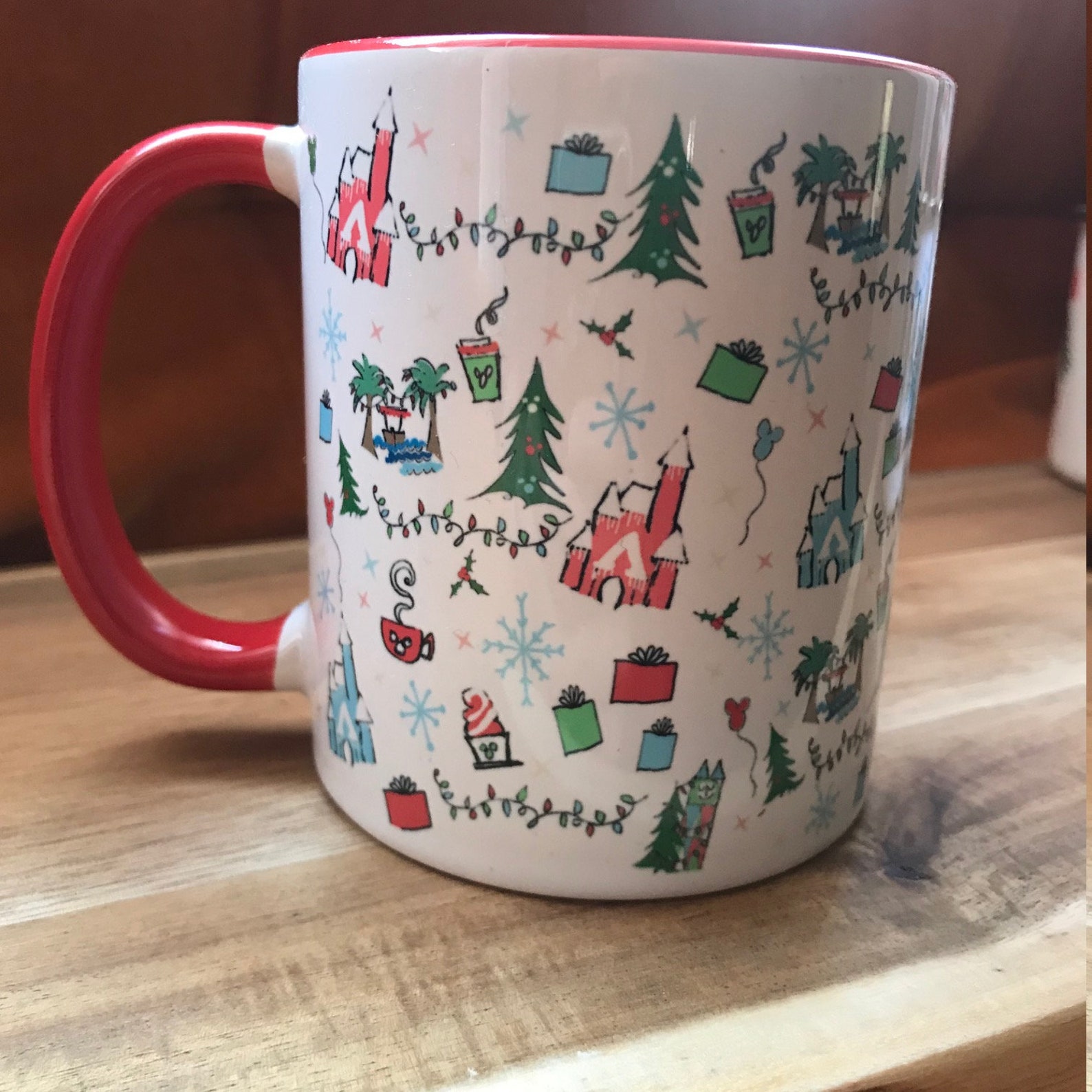 Disney Christmas Mug Oh What Fun Disney Holiday Mug With Red Etsy