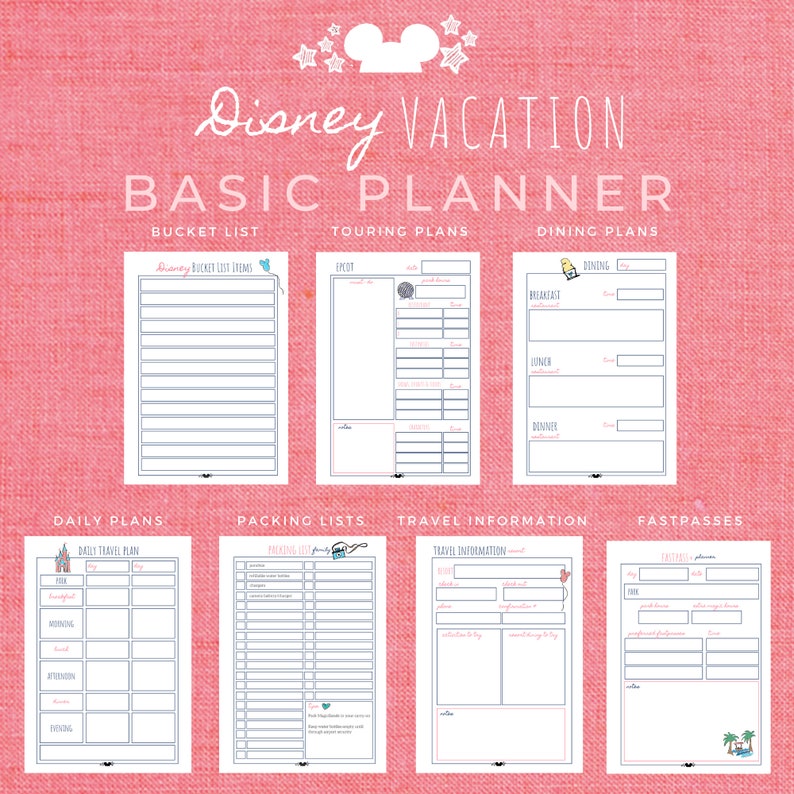 Disney Planner BASIC Disney Vacation Planner Printable 30 Etsy