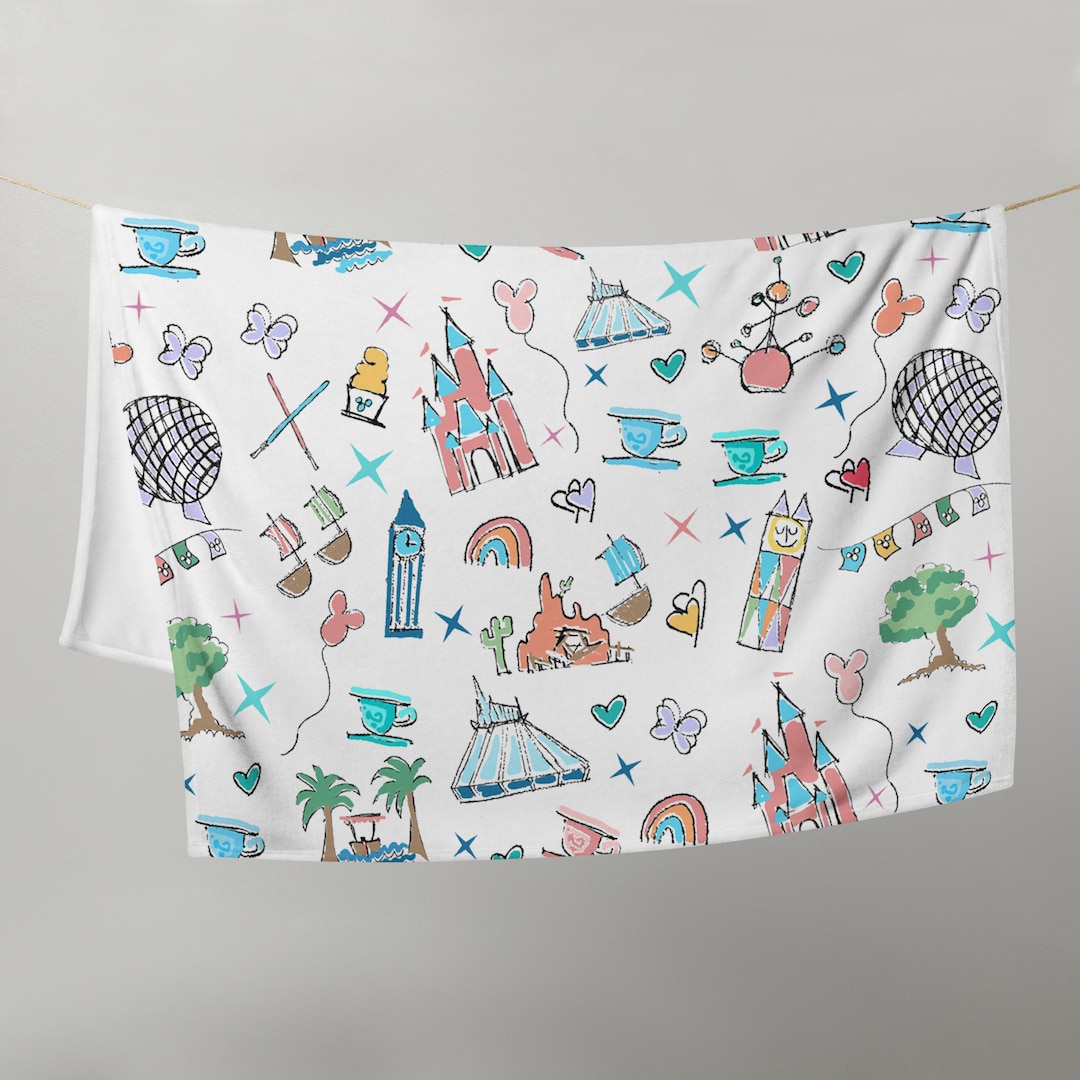 Walt Disney World Throw Blanket Fuzzy Disney Parks Blanket Disney Sketch Throw Blanket Etsy