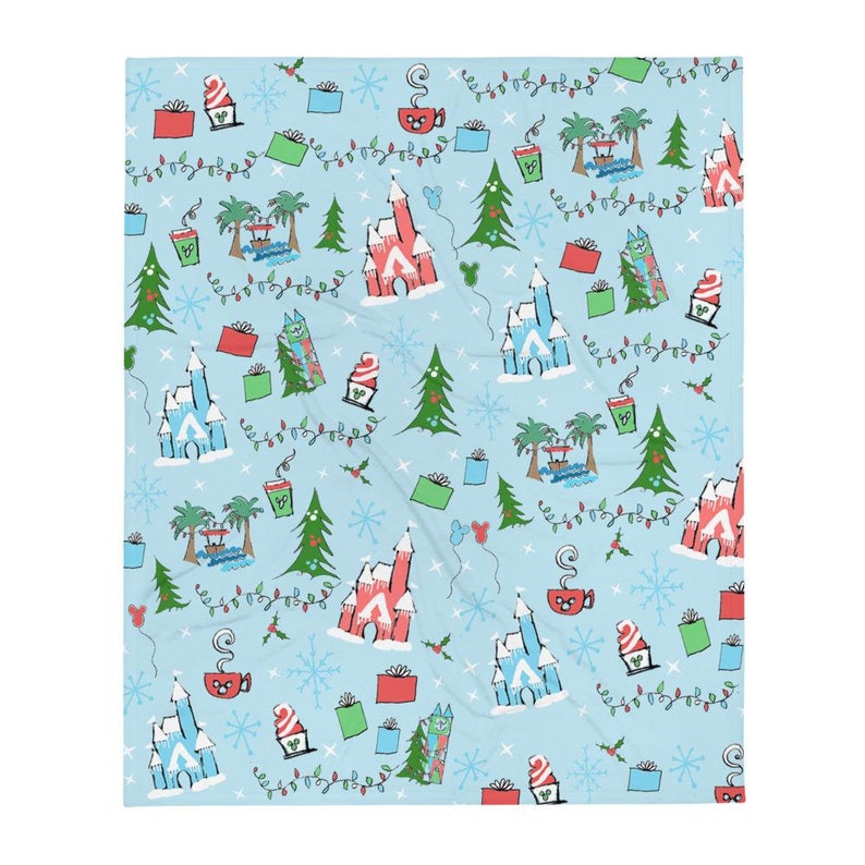 Disney Parks Christmas Sketch Throw Blanket Disney Fleece Walt Disney World Disneyland Fleece Throw Blanket image 2