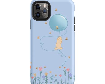 Funda para iPhone de Winnie the Pooh: Abejas, flores y globos.