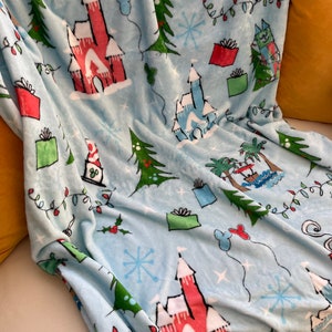 Disney Parks Christmas Sketch Throw Blanket Disney Fleece Walt Disney World Disneyland Fleece Throw Blanket image 4