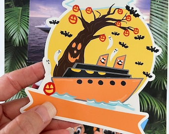 Disney HALLOWEEN CRUISE Magnet Family Cruise Magnet for Disney Cruise Door Writeable 5"x 5" Disney Magnet