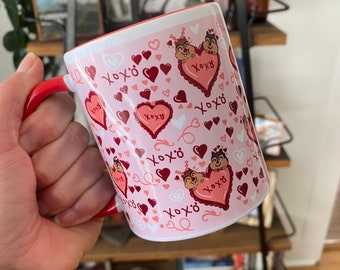 Chip and Dale Coffee Cup Valentine's Day Love Disney Mug with Color Inside