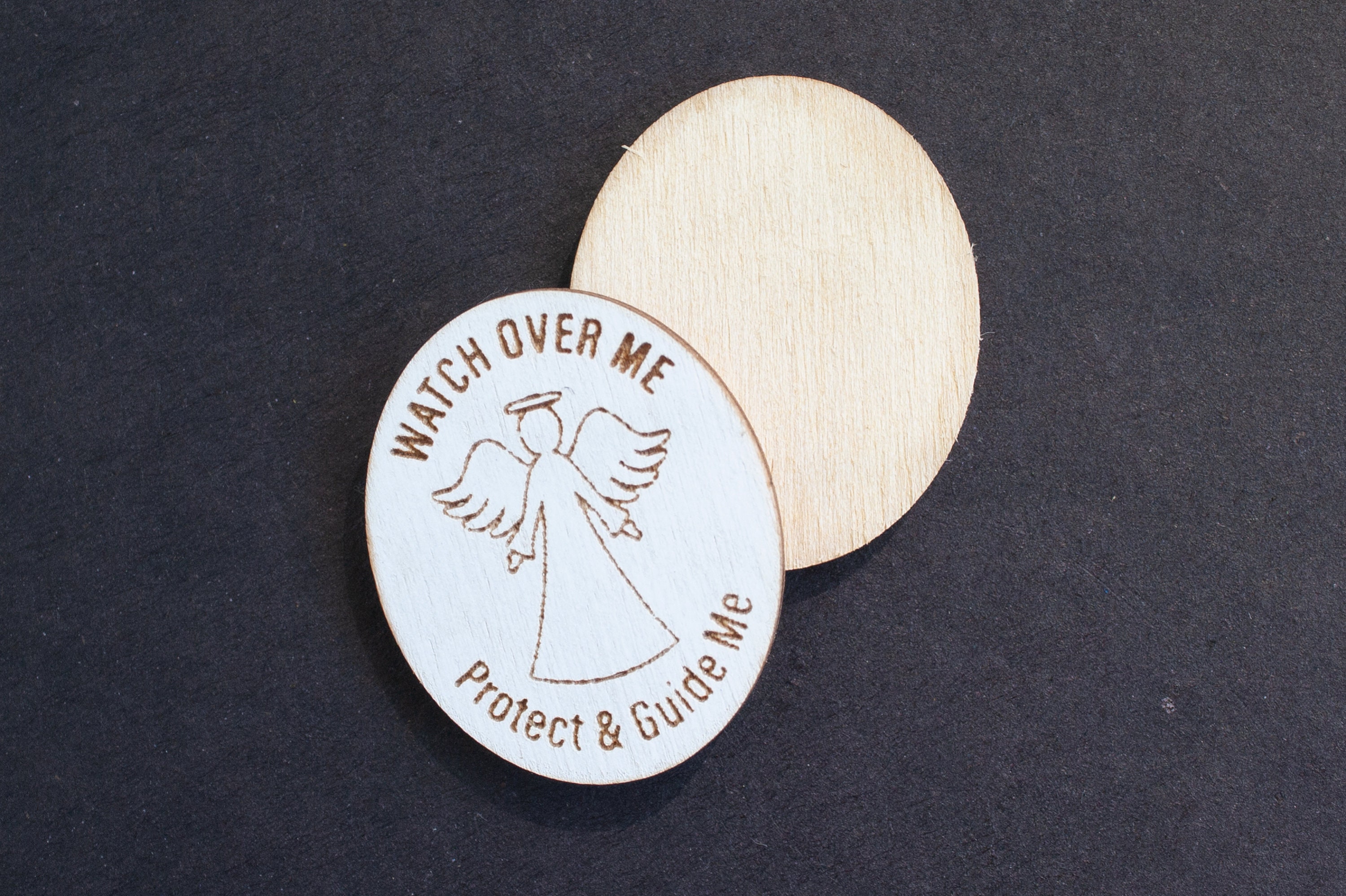 Angel Coin Guardian Angel Pocket Angel Wood Engraved KS Etsy.de