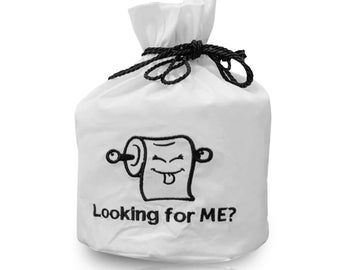 Funny Spare Toilet Paper Tissue Cover - Reusable & Washable Fabric Toilet Paper Roll Storage Bag - Bathroom Decor for Office, Hotels, Home