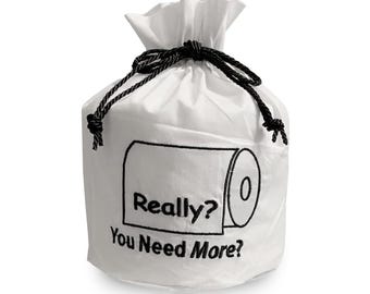 Funny Spare Toilet Paper Tissue Cover - Reusable & Washable Fabric Toilet Paper Roll Storage Bag - Bathroom Decor for Office, Hotels, Home