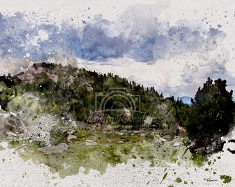Montana Scenic PRINTABLE WATERCOLOR Digital Download 2:3 Top pf the World Beartooth Mountains MONTANA
