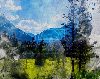 Montana West Fork Trailhead Watercolor Print: Beartooth Mountains Landscape (Digital Download)