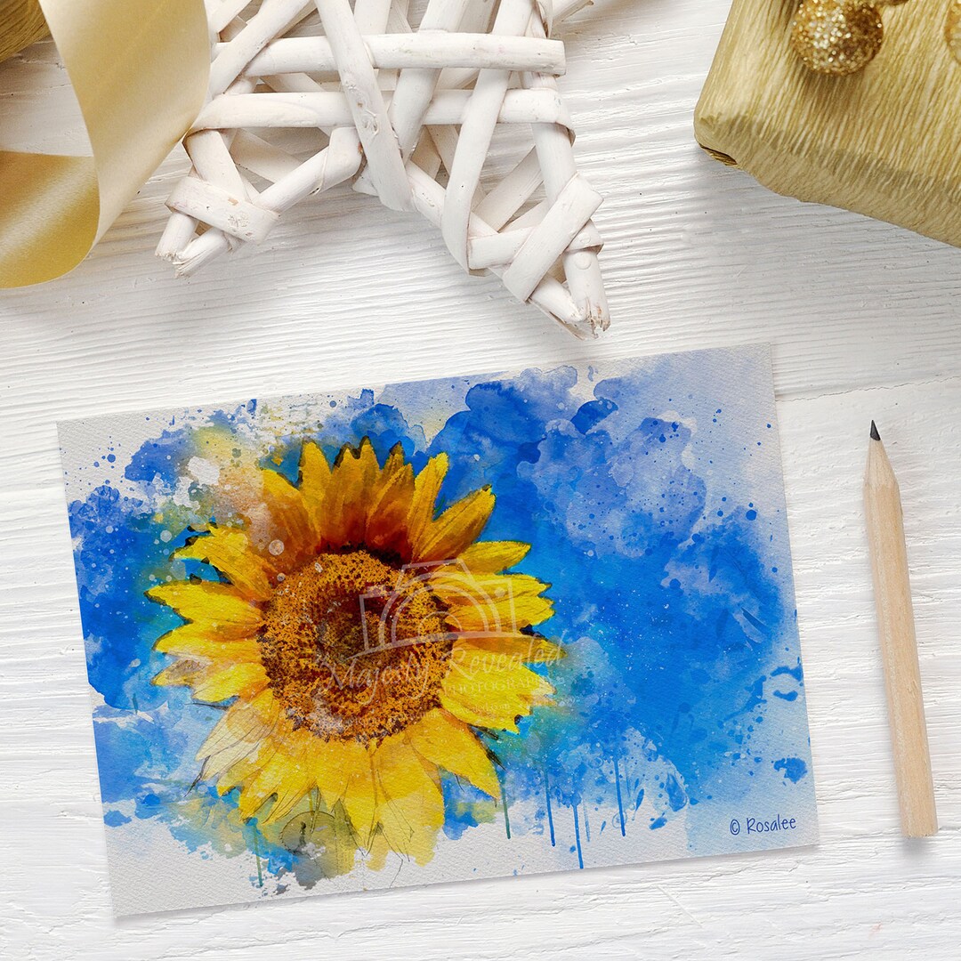 Sunflower Watercolor Greeting Card Set: Blank Note Cards (3.5x5" A1) - Etsy