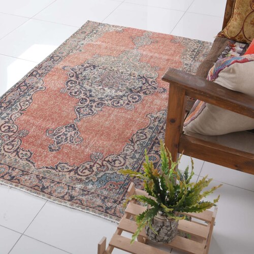 Oushak rug,3'7x5'8 feet,turkish rug,anatolian rug,muted rug,faded rug,antique shops rug,unique rug,handknotted rug,area rug,vintage rug,wool rug