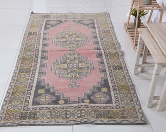 PR-5355 Vintage Rug Door Mat 3.3x3.3 feet Organic Rug Round Rug Entry Rug Oushak Rug Turkish Rug Antique Rug Small Rug Circle Rug