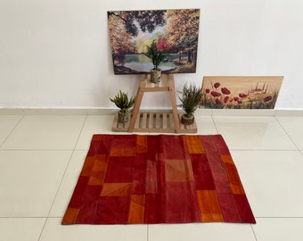 Handknotted Oushak Patchwork Rug: Turkish Door Mat (2'8x3'7 ft)