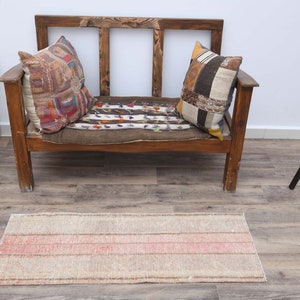 1&#39;4x3&#39;6 feet,runner rug,turkish runner,turkish rug,short runner,vintage runner,oushak rug,anatolian rug,pink rug,area rug,vintage rug