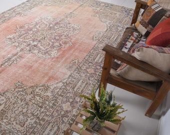 oversize rug,7&#39;4x10&#39;6 feet,oversized rug,turkish rug,7x10,oushak rug,large rug,big rug,antique rug,turkish oversize rug,muted rug,wool rug