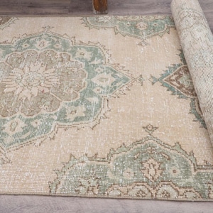 2.6x13.1 Beige Brown Oushak Runner Rug: Turkish Handmade Corridor Runner