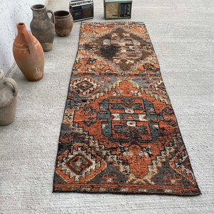 2x6 Turkish Runner Rug, Oushak Handmade Vintage Runner, Turkish Runner,2'5x6'9 feet, Halway Runner, Vintage Runner Rug, Entryway Runner Rug