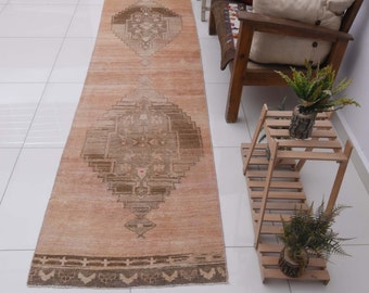 2x10 Vintage Turkish Oushak Runner: Neutral Hallway Rug