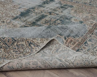 7x10 Beige Cream Neutral Turkish Rug, Oushak Rug, Large Rug, 7x10, Handknotted Rug, 7x10, Bohemian Rug, Wool Rug, 7.2x10.6 ft, Homedecor Rug