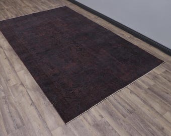 5x9 Turkish Rug, Blac Gray Handmade Rug, Bedroom Rug, 5x9 Rug, Oushak Rug, Overyed Rug, Wool Rug, Handknotted Rug, Handwoven Rug, 5.4X9.0 ft