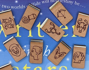 Zodiac Wooden Bookmark – Personalized Astrology Gift