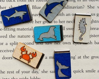 Sea Animal Bookmark - Sea Animals - Shark - Dolphin - Seal - Sea Lion - Sea Horse - Crab - Whale Tail - Under the Sea - Custom Bookmark