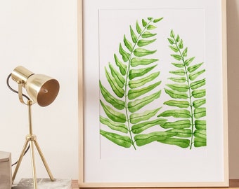 Macho Fern Watercolor Art Print, Botanical Illustration