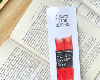 NYC Subway Station Watercolor Bookmark, New York Gift