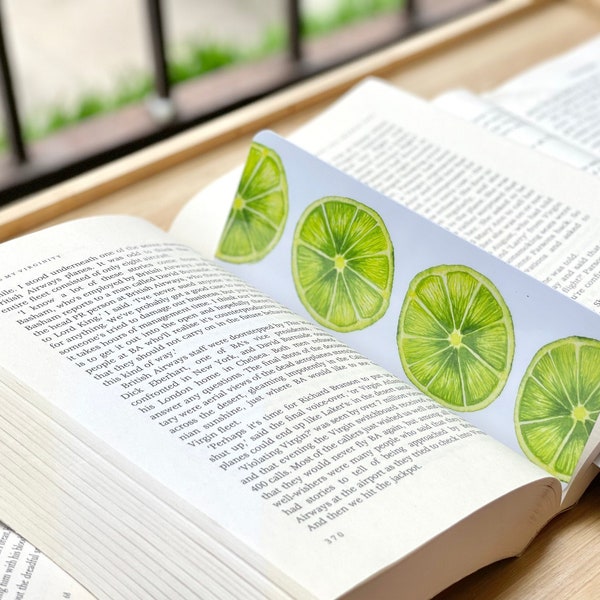 Marque-page motif citrons verts, marque-page aquarelle botanique, marque-page motif fruits, impression de fruits verts, idée cadeau rat de bibliothèque, petit cadeau pour les gourmands