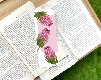 Marque-page rose Protea, marque-pages botaniques, marque-page fleur, marque-page aquarelle, marque-pages motif, cadeau d'amant de livre, marque-page floral