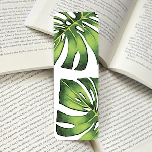 Monstera Lesezeichen, Pflanzen Lesezeichen, botanisches Lesezeichen, handgemachtes Lesezeichen, Aquarell Lesezeichen, Monstera Druck, Buch Geschenk