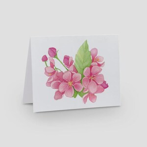 Cherry Blossom Notecard, bloemen wenskaart, botanische Notecard, aquarel Notecard, geïllustreerde Notecard, botanische kunst kaart