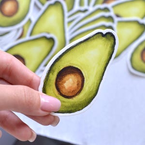 Cute Avocado Sticker | Waterproof Vinyl Sticker for Laptop, Water Bottle & Journal | Plant Lover Gift | Botanical Art Decal