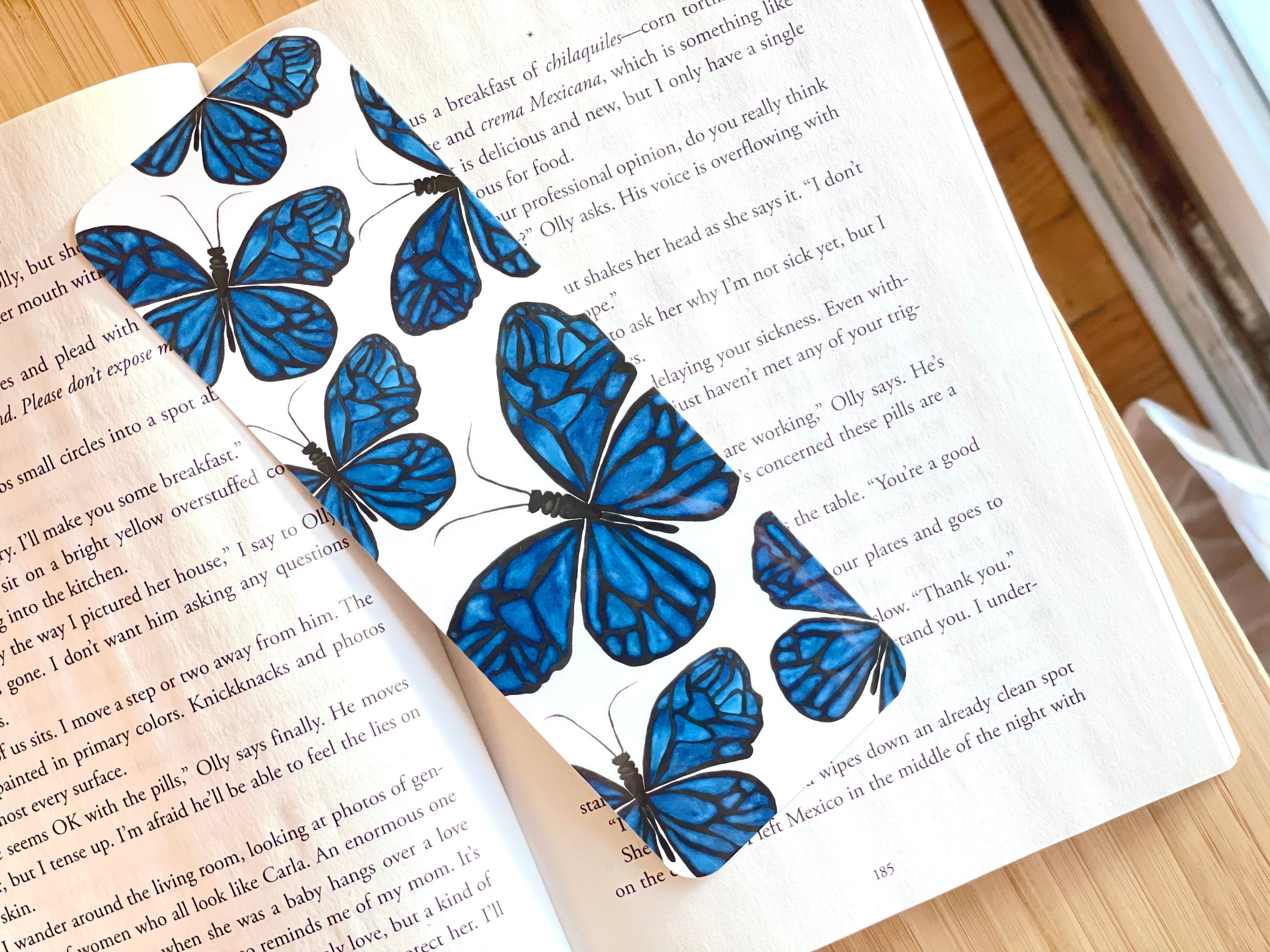 Blue & Grey Leaf Pattern Acrylic Bookmark