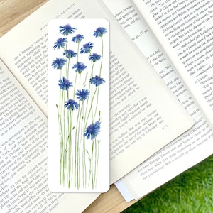 Blue Cornflower Bookmark, Flowers Bookmark, Botanical Bookmark, Handmade Bookmark, Watercolor Bookmark, Elegant ArtBookmark, Book Gift