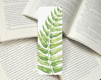Fern Watercolor Bookmark, Handmade Botanical Reader Gift