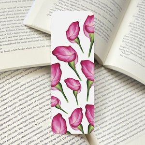 Calla-Lilien-Lesezeichen, rosa Blumen-Lesezeichen, botanisches Lesezeichen, elegantes Lesezeichen, Pflanzen-Lesezeichen, buntes Lesezeichen, Bücherwurm-Geschenke