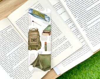 Camping Aquarell Lesezeichen: Handgefertigter laminierter Kunstdruck