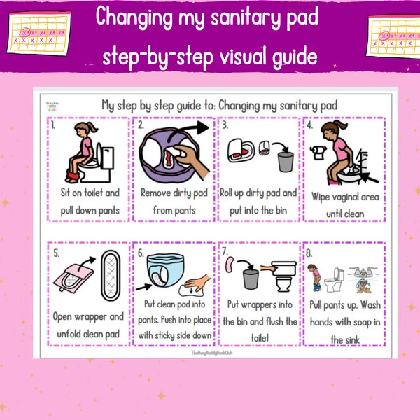 Changing my pad step-by-step - Visual support|Adolescent|Menstruation|Feminine hygeine