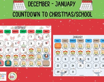 Aftellen naar Kerstmis- Terug naar school- Visuele ondersteuning|Visueel schema|Aftellen| Ondersteuning voor autisme