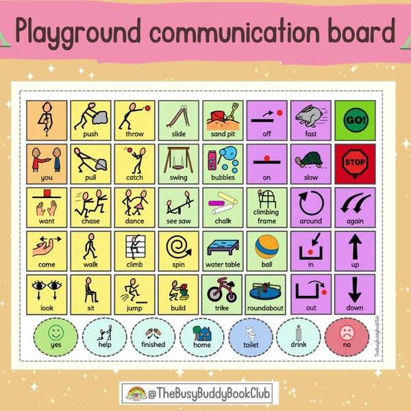 Playground communication board| Visual support| Speech therapy| AAC| Visual Aid| PDF printable