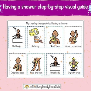 Showering step-by-step visual - Visual support|Preschool|LifeSkills
