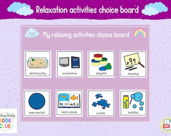 Relaxation activities choice board & PECS| Visual support| Behaviour support| Calming tools