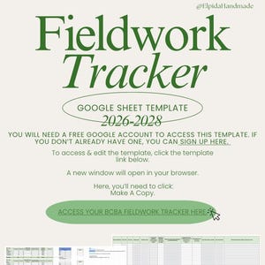 Plantilla para la supervisión y el seguimiento del trabajo de campo de BCBA (Descarga digital - Google Sheets)