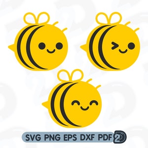 Bees SVG - Cute bee design - Cricut - Cut Files - Clipart - Svg Png Eps Dxf Pdf - 2Dworld