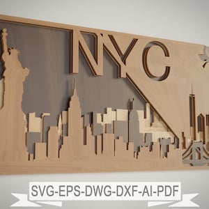 Layered New York City wallart - NYC wall art- Wall Art - Glowforge svg,dxf,dwg,ai - Cutting, laser cut, mandala  layered svg - cut svg