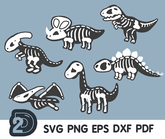 Download Dinosaurs Skeletons 6 Cute Designs Svg Clipart Svg Png Etsy